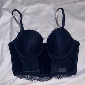 Victoria's Secret Dark Blue Lace Corset/Bra